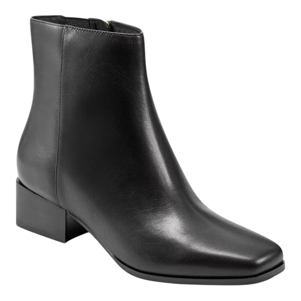 Easy Spirit Women's Sidney eFlex Leather Square Toe Booties Black Size 9 1/2 W